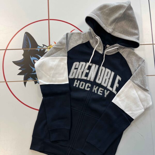 veste zipée navy /gris blanche